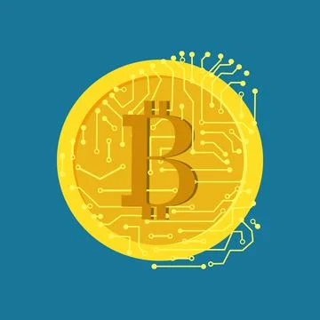 Cryptocurrency bitcoin the future coin. Virtual cryptocurrency concept. vecto Illustrazione stock