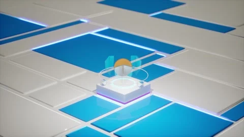Cryptocurrency Bitcoin Gold Coin Blue Tech Platform Digital Money Stock Footage 337815630