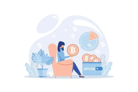 Cryptocurrency bitcoin mining metaphor Blockchain exchange platform. Cyber .. Stock Illustration