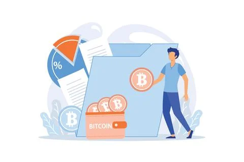 Cryptocurrency bitcoin mining metaphor Blockchain exchange platform. Cyber .. Stock Illustration