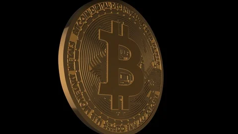 Cryptocurrency Bitcoin Spinning in 3D with Alpha Channel 01 Stock Footage 106169692