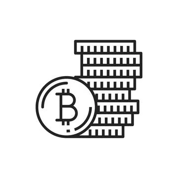 Cryptocurrency bitcoin stack of coins outline icon 库存插图