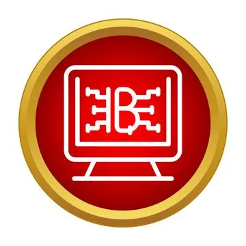 Cryptocurrency bitcoin symbol on computer screen icon イラスト素材