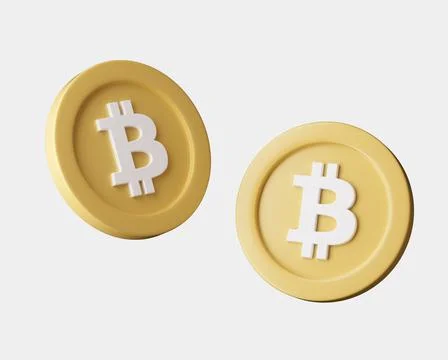 Cryptocurrency Bitcoins from different viewes on white background. 3d render  Stock Illustration