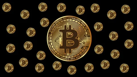 Cryptocurrency Bitcoins Stock Footage