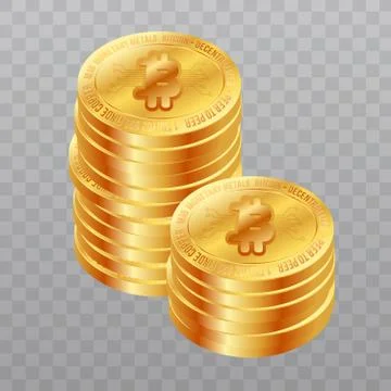 Cryptocurrency bitcoins isolated on transparent background. Stock Illustration