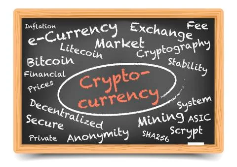 Cryptocurrency blackboard Stock Illustration