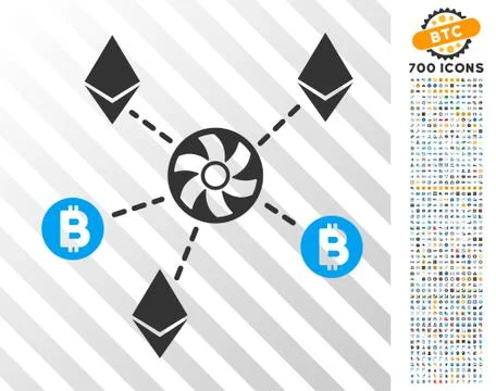 Cryptocurrency Blender Rotor Flat Icon with Bonus Stock Illustration