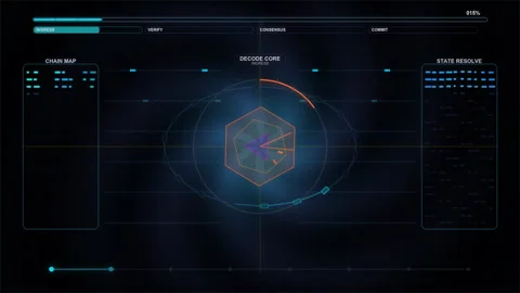 Cryptocurrency Blockchain Dashboard Animation Showing Decode Core Verification Vídeos de archivo 337587890