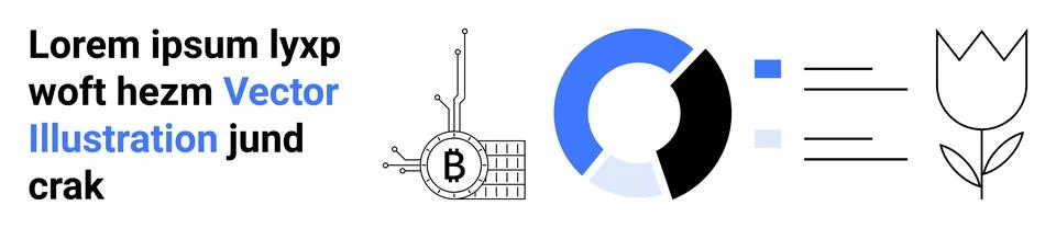 Cryptocurrency, blockchain, data visualization, finance, analytics, nature .  Illustrazione stock