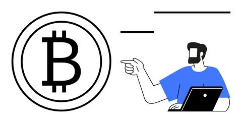 Cryptocurrency, blockchain, digital transactions, fintech solutions, online t Stock Illustration