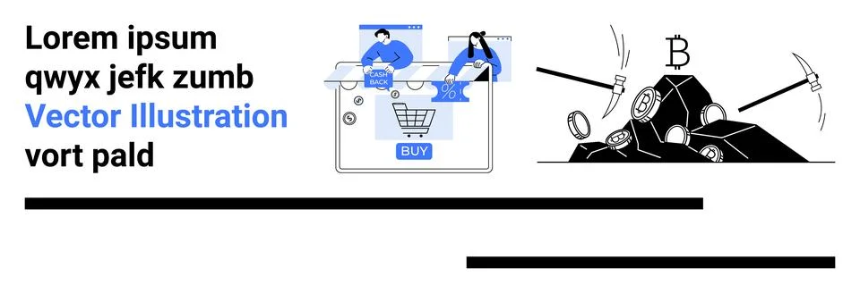 Cryptocurrency, blockchain, e-commerce, digital transactions, financial techn Stock Illustration