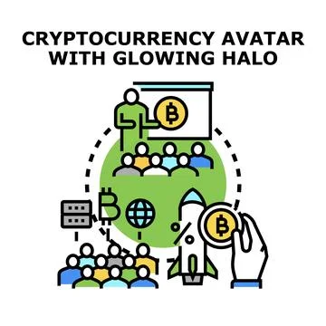 Cryptocurrency blockchain education financial technology concept Stock Illustration