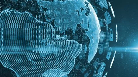 Cryptocurrency blockchain encryption world networks and finance graphic Stock Illustration