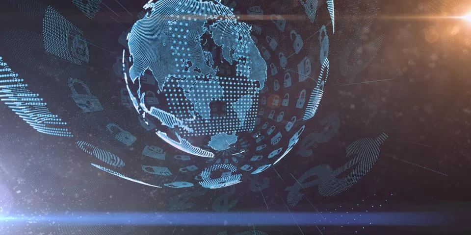 Cryptocurrency blockchain encryption world networks and finance graphic Stock Illustration