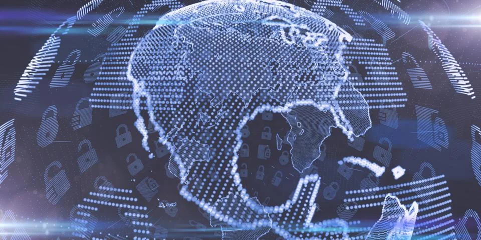 Cryptocurrency blockchain encryption world networks and finance graphic Stock Illustration