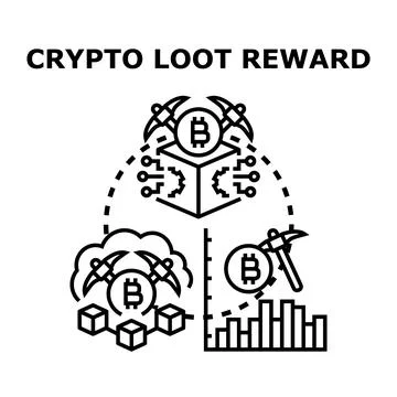 Cryptocurrency blockchain mining earning reward concept illustration Stock Illustration