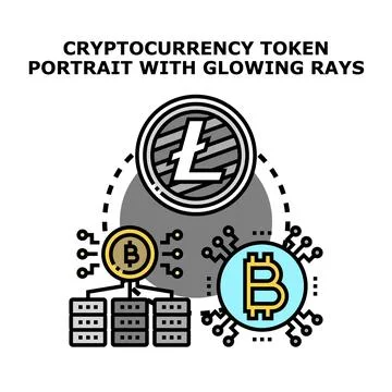 Cryptocurrency blockchain network connecting digital money tokens Stock Illustration