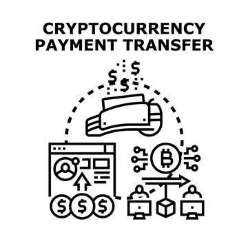 Cryptocurrency blockchain payment transfer online money sending Stock Illustration