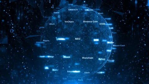 Cryptocurrency blockchain shpere motion background Stock Footage 125345151