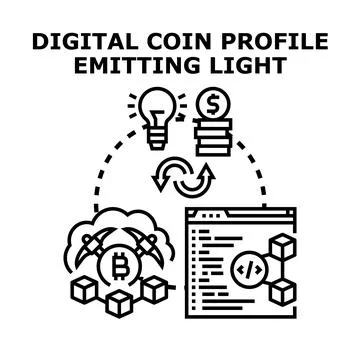 Cryptocurrency blockchain technology concept generating digital assets Illustration