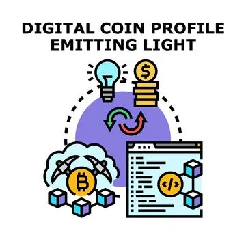 Cryptocurrency blockchain technology concept generating digital assets Illustration