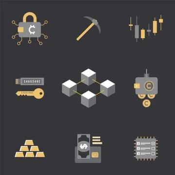 Cryptocurrency blockchain technology concept. Stock Illustration