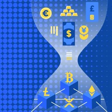 Cryptocurrency blockchain technology concept. Illustrazione stock
