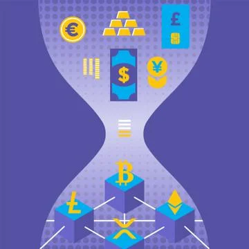 Cryptocurrency blockchain technology concept. Stock Illustration