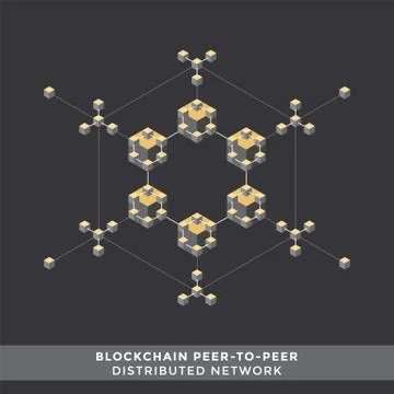 Cryptocurrency blockchain technology concept. Illustrazione stock