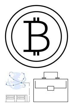 Cryptocurrency, blockchain technology, financial transactions, global connect Stock Illustration