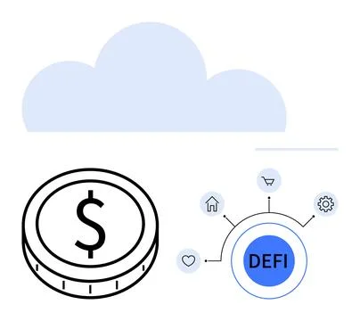 Cryptocurrency, blockchain technology, fintech innovation, decentralized netw Illustrazione stock