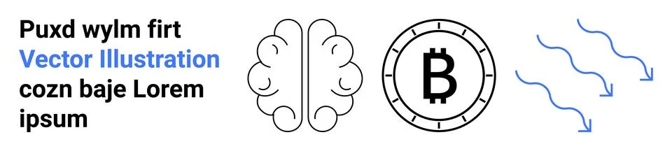 Cryptocurrency, Brain and Data Flow Symbols Stockillustratie