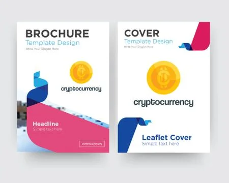 Cryptocurrency brochure flyer design template Free Stock Illustration