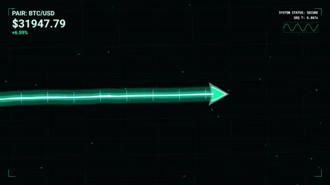 Cryptocurrency Bull Market Uptrend Animation With Green Arrow And Price Display Video stock 340802467