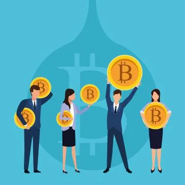 Cryptocurrency business teamwork Stock Illustration