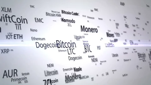 Cryptocurrency buzzword animation Stock Footage 87291794