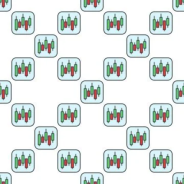 Cryptocurrency Candlestick chart vector buying crypto colored seamless patter Illustrazione stock
