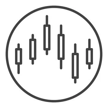 Cryptocurrency Candlestick inside Circle vector thin line icon or symbol Ilustración de archivo