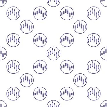Cryptocurrency Candlestick inside Circle vector thin line seamless pattern 스톡 일러스트