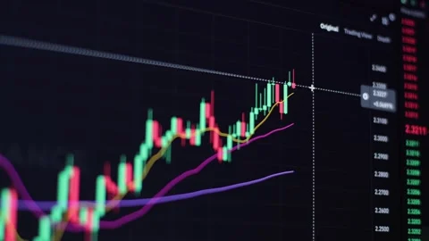 Cryptocurrency chart. Coin screen diagram, stock trading. Financial affairs Stock Footage 304133138