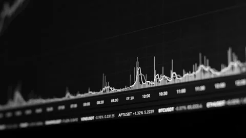 Cryptocurrency chart. Coin screen diagram, stock trading. Financial affairs Stock Footage 304133164