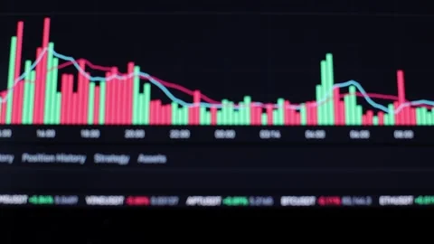 Cryptocurrency chart. Coin screen diagram, stock trading. Financial affairs Stock Footage 304133169