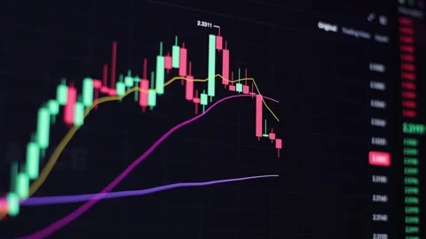 Cryptocurrency chart. Coin screen diagram, stock trading. Financial affairs Stock Footage 304133406