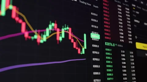 Cryptocurrency chart. Coin screen diagram, stock trading. Financial affairs Stock Footage 304133552