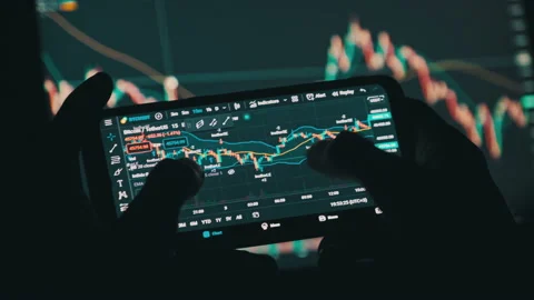 Cryptocurrency Chart in Smartphone Stock Footage 175291348