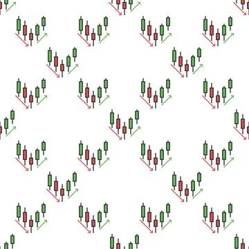 Cryptocurrency Chart vector price movements colored seamless pattern 스톡 일러스트