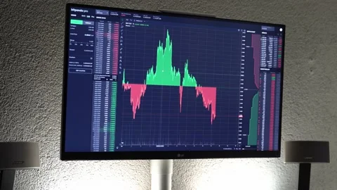Cryptocurrency charts movement on backlit display Stock Footage 219652484