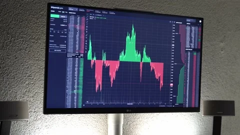 Cryptocurrency charts movement on backlit display Stock Footage 219652907
