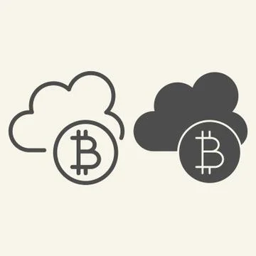 Cryptocurrency cloud line and glyph icon. Bitcoin and cloud vector illustration Stock Illustration